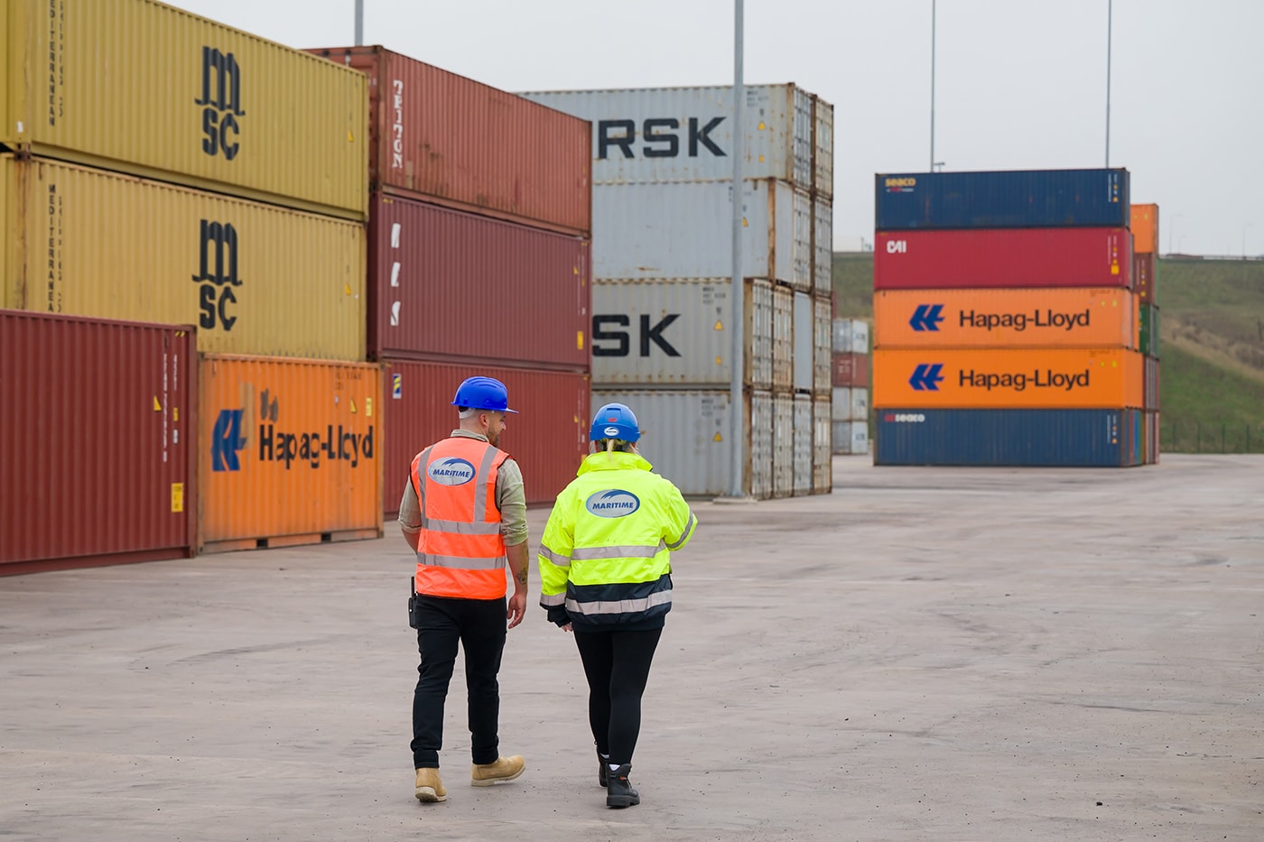 Maritime employees walking